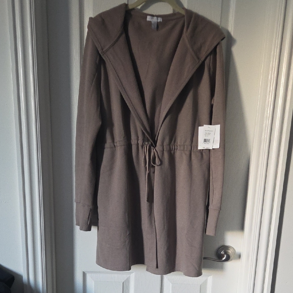 Beyond Yoga Oyster Color Cinch Waist Hooded Jacket With Pockets NWT Size M